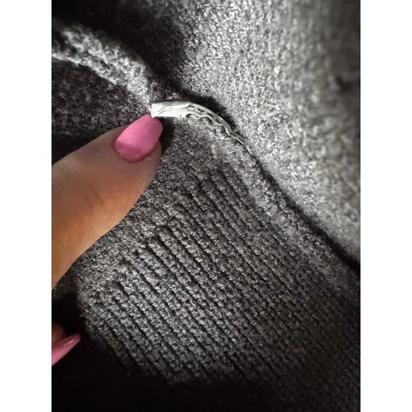 English Factory Women's Sz S Whip Contrast Stitch Gray Blue Pullover Sweater - Picture 6 of 9